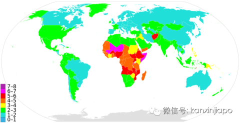 2015全球生育率统计表,新加坡0.8,排名倒数第
