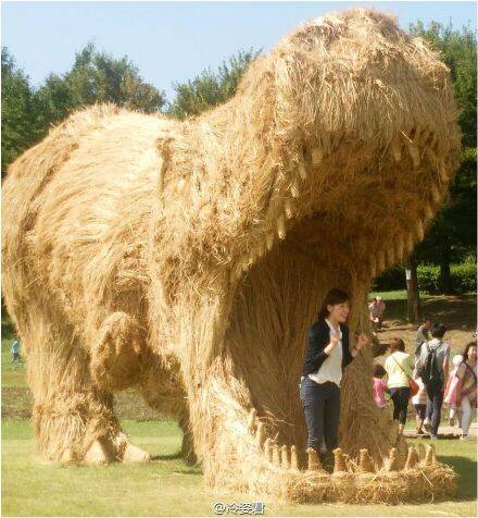 岛国稻草艺术祭上的稻草小黄鸭 还能更鬼畜点吗？