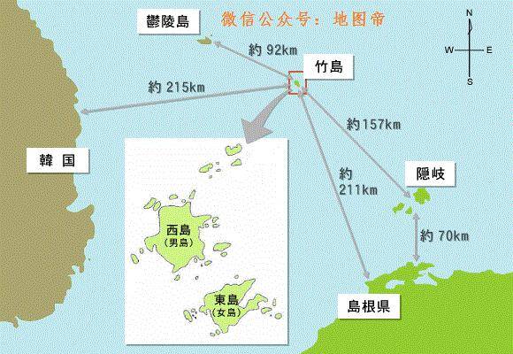 从地理位置来看,这两个小岛距离韩国最近的郁陵岛有92公里,距离日本图片