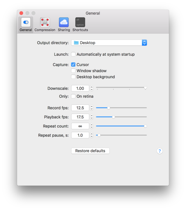 支持窗口录屏的 gif 录制应用:gifox | app 1