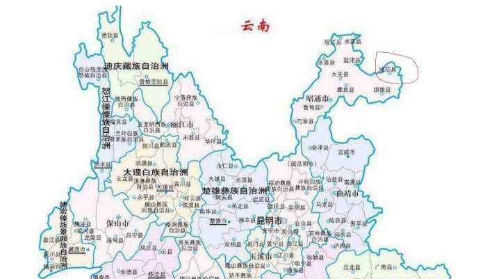 云贵川三省简图 1934年9月{民国23年},设立威信县,以扎西为县城,直隶