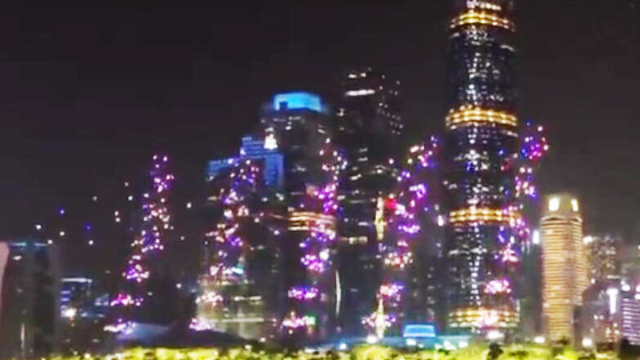 史无前例，广州心沙1180架无人机惊艳表演图案，网友直呼：美