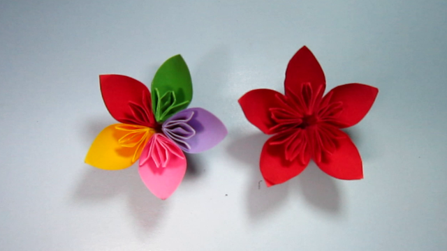 简单的手工折纸花 美丽的五彩樱花折纸教程3分钟轻松就能学会