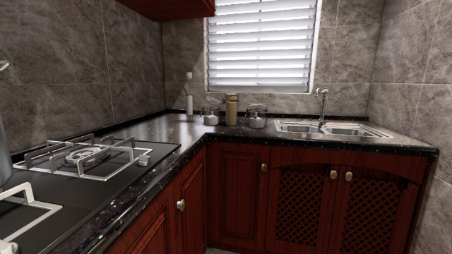 中式大户型厨房装修全景图