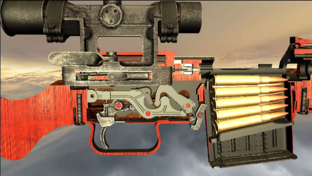 二战德国的G43半自动步枪，3D动画演示它的工作原理！