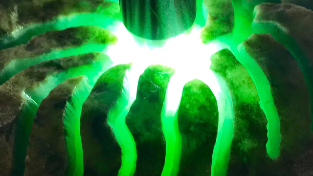 原石压灯一片绿，自然光看傻眼，揭秘原石打灯的秘密