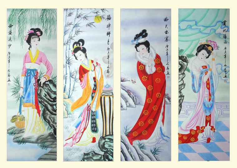 中国古代的四大美女闭月羞花,沉鱼落雁.