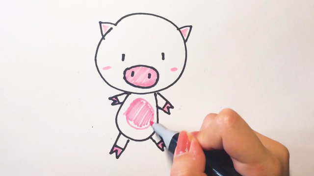 教你画萌萌的小猪猪，画在手抄报手账本上吧