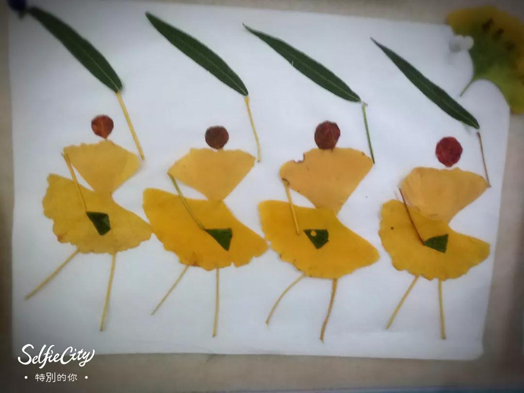山东师大二附中小学部四(8)中队,孩子们的秋叶贴画图片