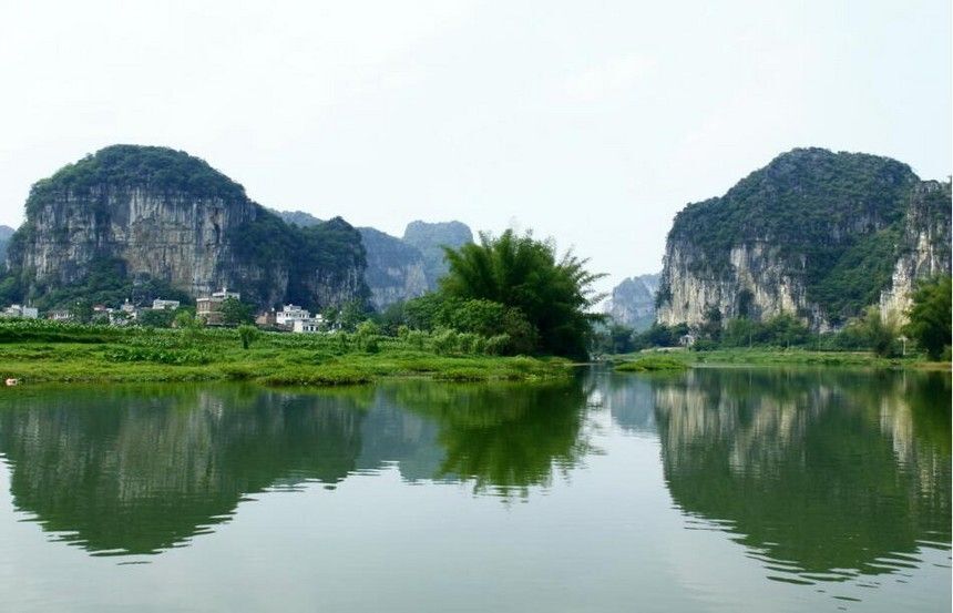 上林三里洋渡景区被誉为小桂林，广西南宁旅游必看的风景