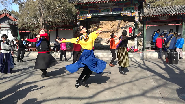 藏族舞《点地步组合》音乐动听，美女姐姐舞姿优美