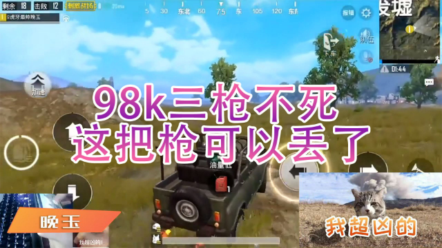 刺激战场晚玉：晚玉：“98k三枪不死，这把枪可以丢了