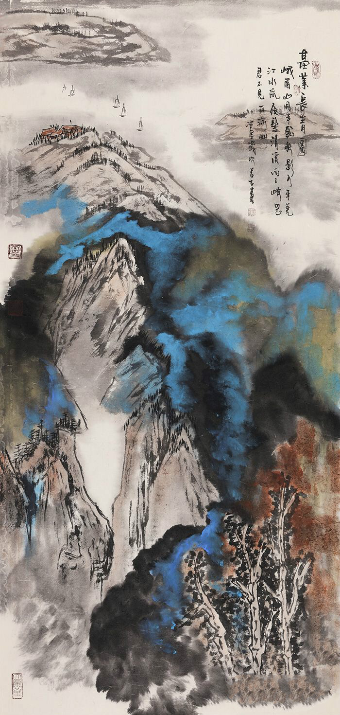 当代艺术家张若古泼墨泼彩山水画作品选赏,巧夺天工