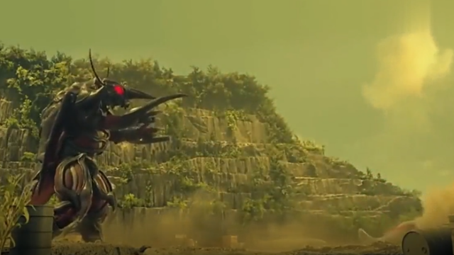 欧布奥特曼大显神威，将宇宙恶魔宙达打的落荒而逃.