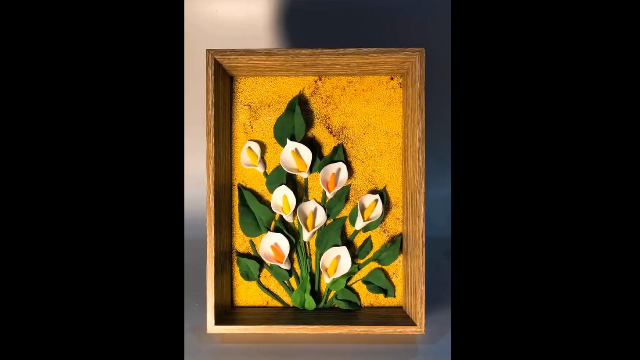 超漂亮马蹄莲粘土立体画,让美丽纯洁的花朵永远盛开