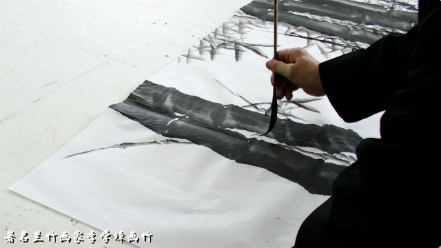 李学璋画竹 淡墨竹叶的画法示范