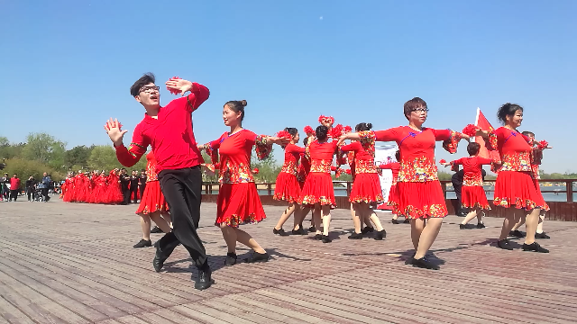 玲玲广场舞《开门红》阔阔老师领舞,动作简单