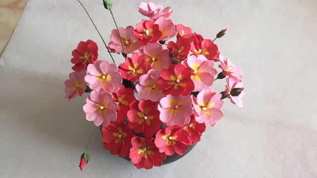 圣诞节手工装饰diy礼物-皱纹纸花报春花折纸