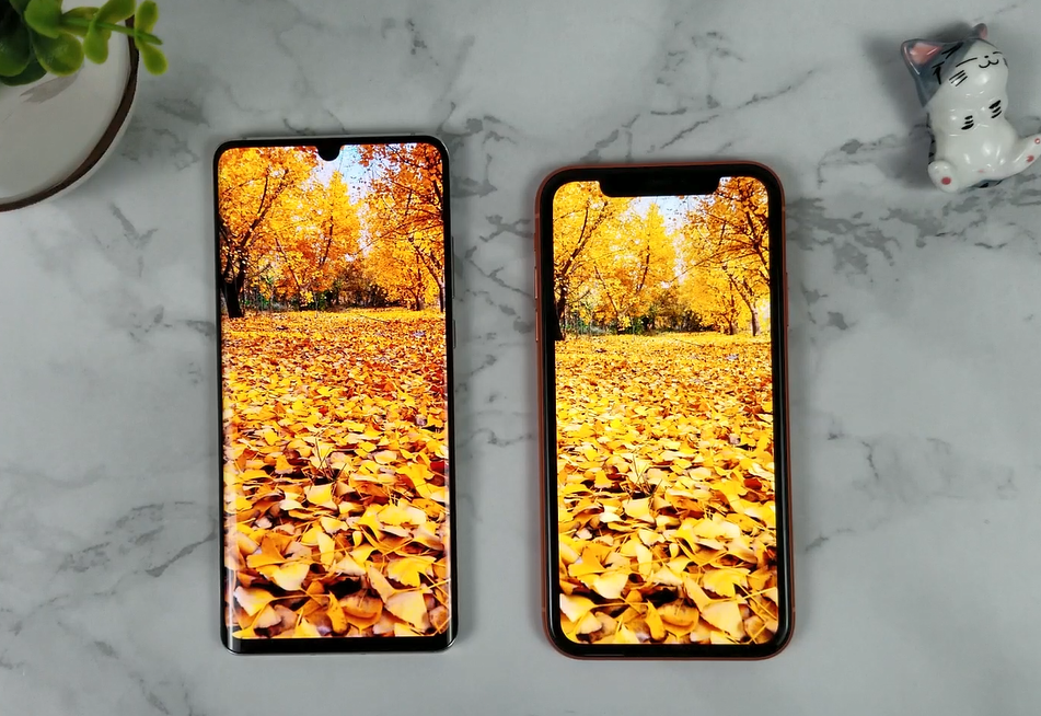 华为P30 Pro屏幕对比iPhone XR,同为刘海屏,差