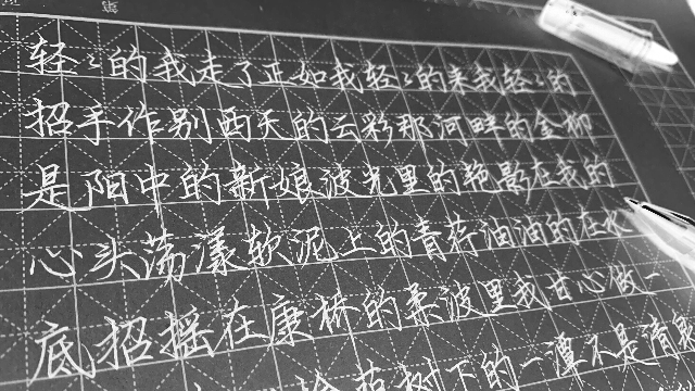 硬笔书法抄写《再别康桥》，硬朗又整齐的字太好看了！