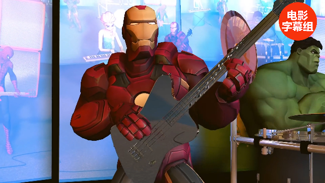 钢铁侠,蜘蛛侠,浩克,皮卡丘,艾莎组成的乐队