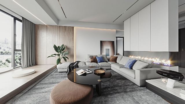 现代风格客厅全景效果图