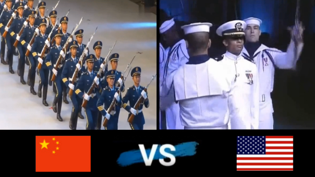 帅！解放军和美军仪仗队枪操表演对比！网友：鹤立鸡群！