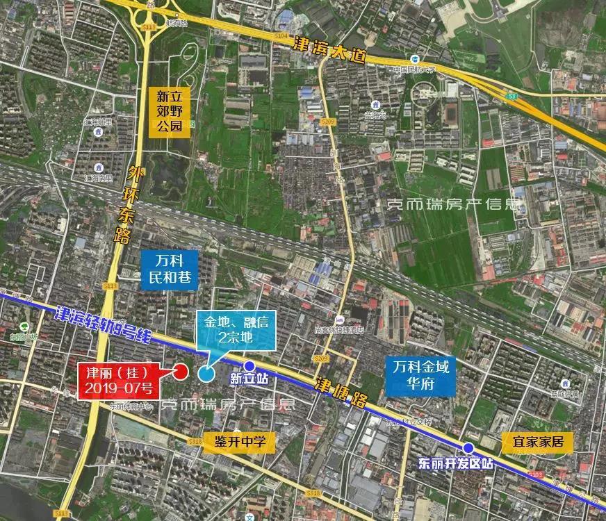 东丽新立镇地块 津丽(挂)2019-07号地,位于东丽区龙廷路与霞宏道交口