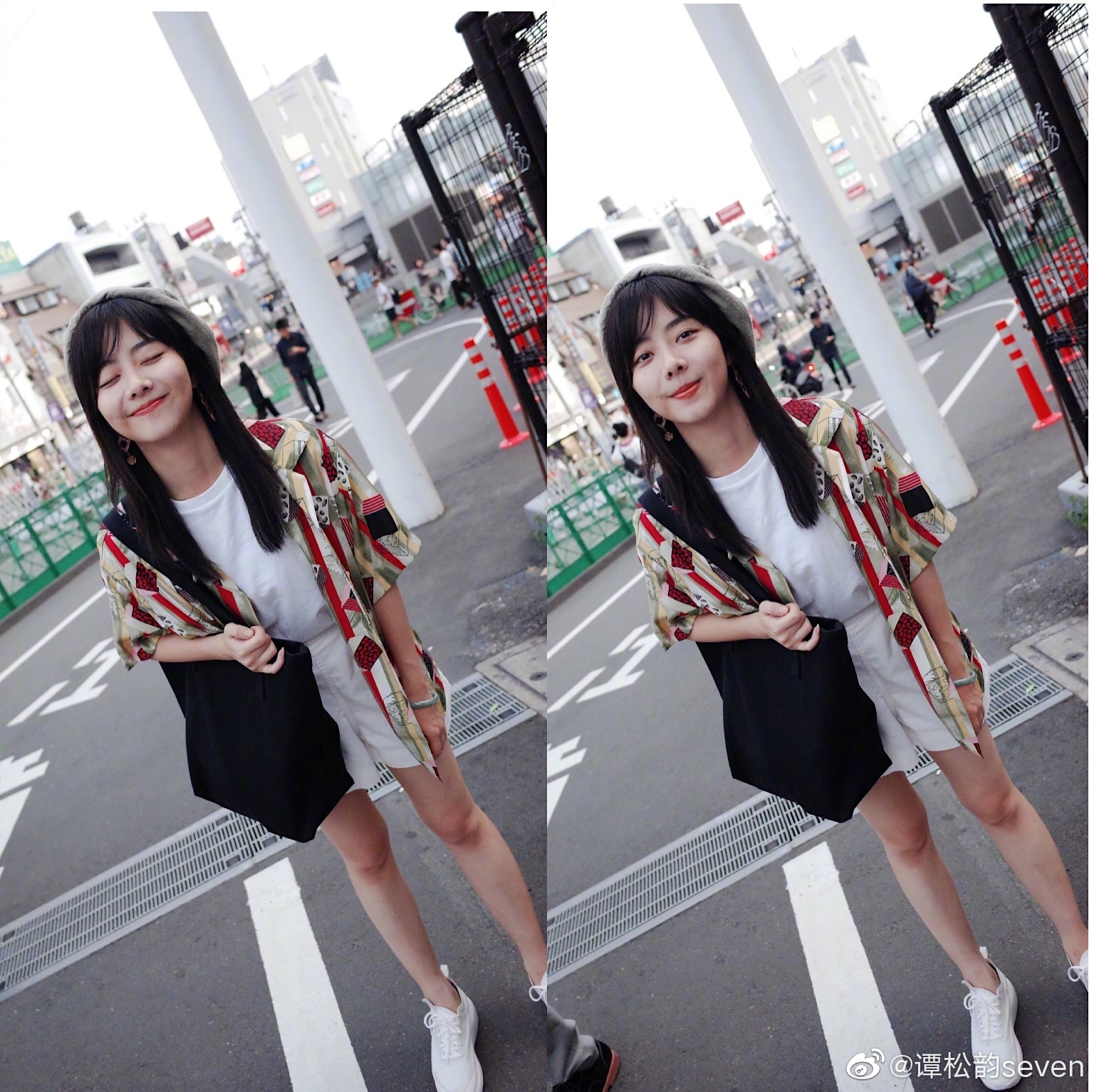 [谭松韵资讯站]谭松韵晒日系街拍 打卡游客照变画报