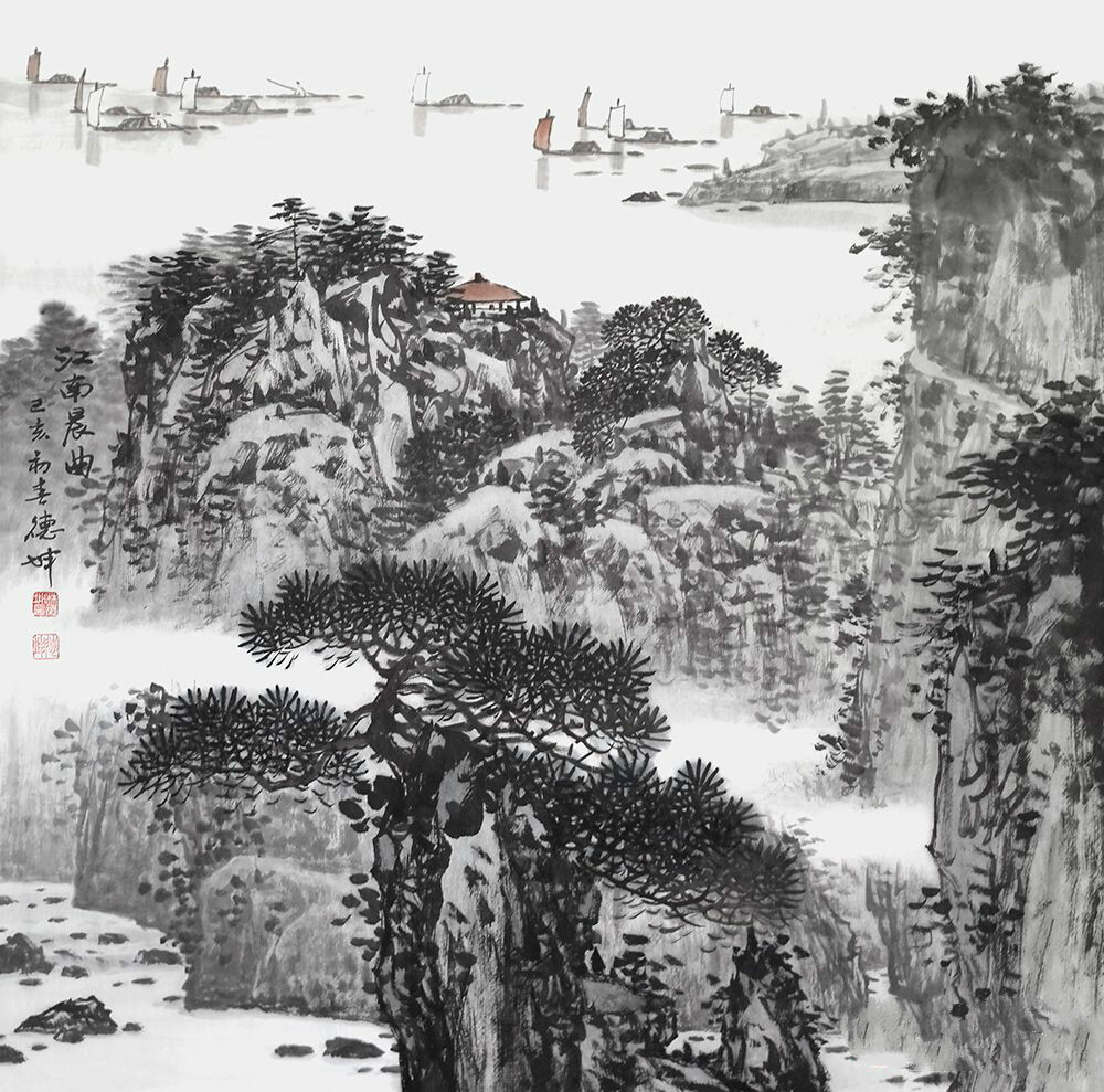 名师手绘斗方山水画精品艺术鉴赏_大风号_凤凰网