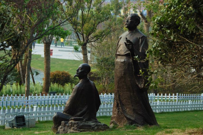 明朝人物万寿祺雕塑 古代诗人阎尔梅雕塑 户外公园景观雕塑