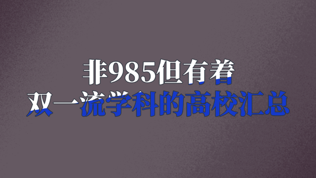 非985但有着双一流学科的高校汇总