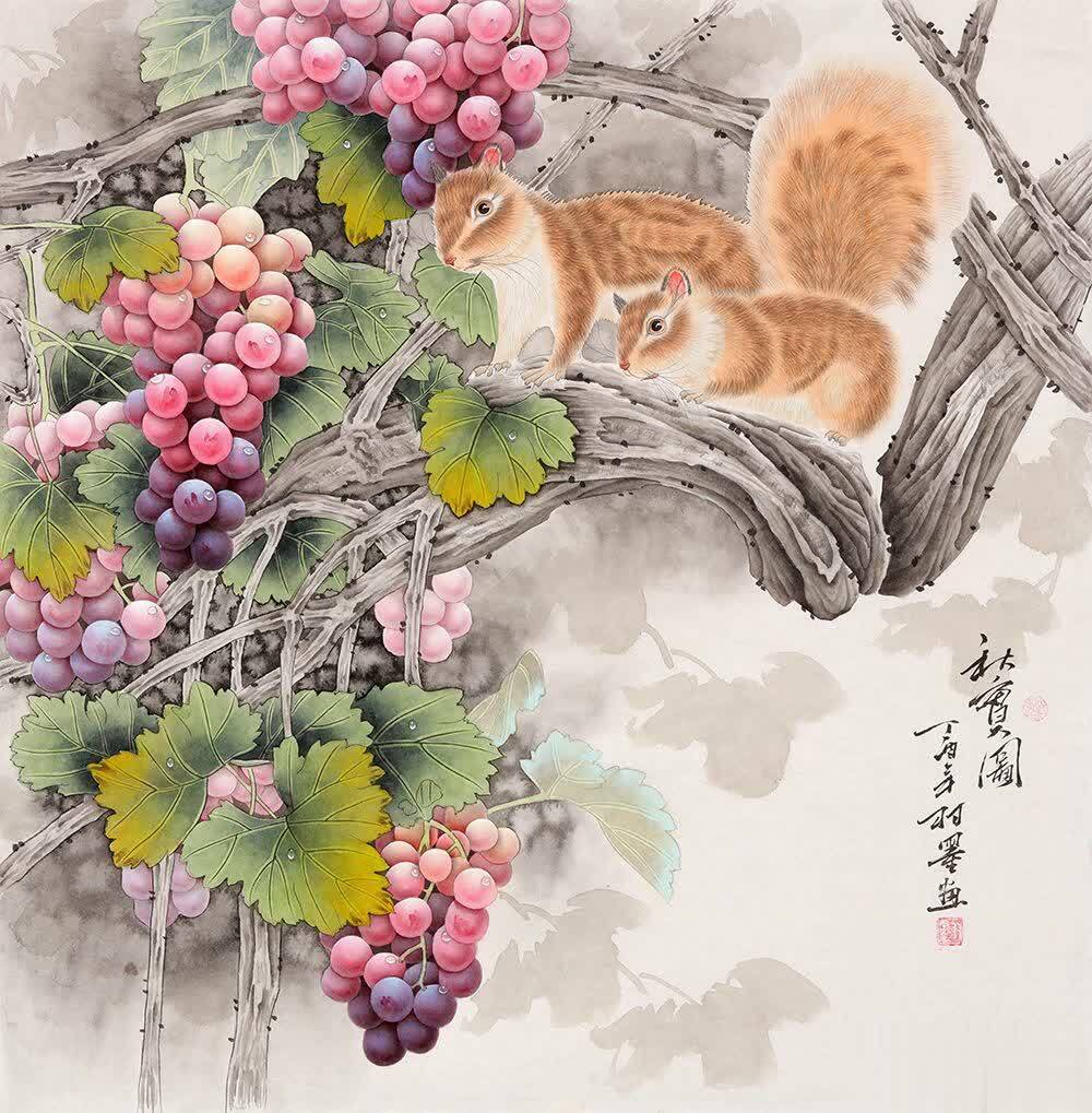 擅长画葡萄的画家，羽墨国画工笔葡萄画赏析__凤凰网