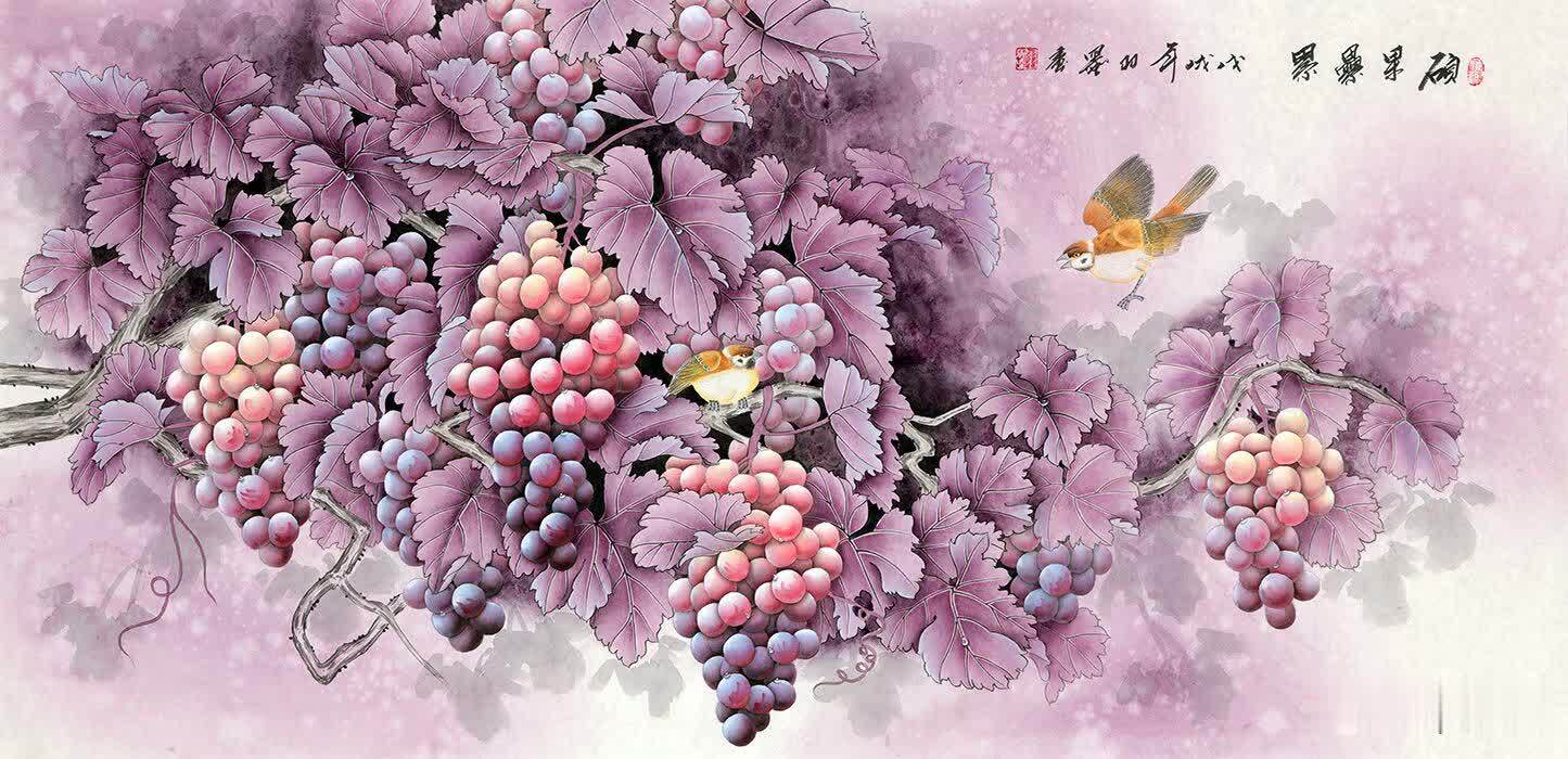田园风格客厅挂画,硕果累累秋收葡萄图是经典__凤凰网