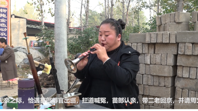 唢呐姐姐演奏豫剧《卖苗郎》，老公爹你消消气，就像真人唱的！