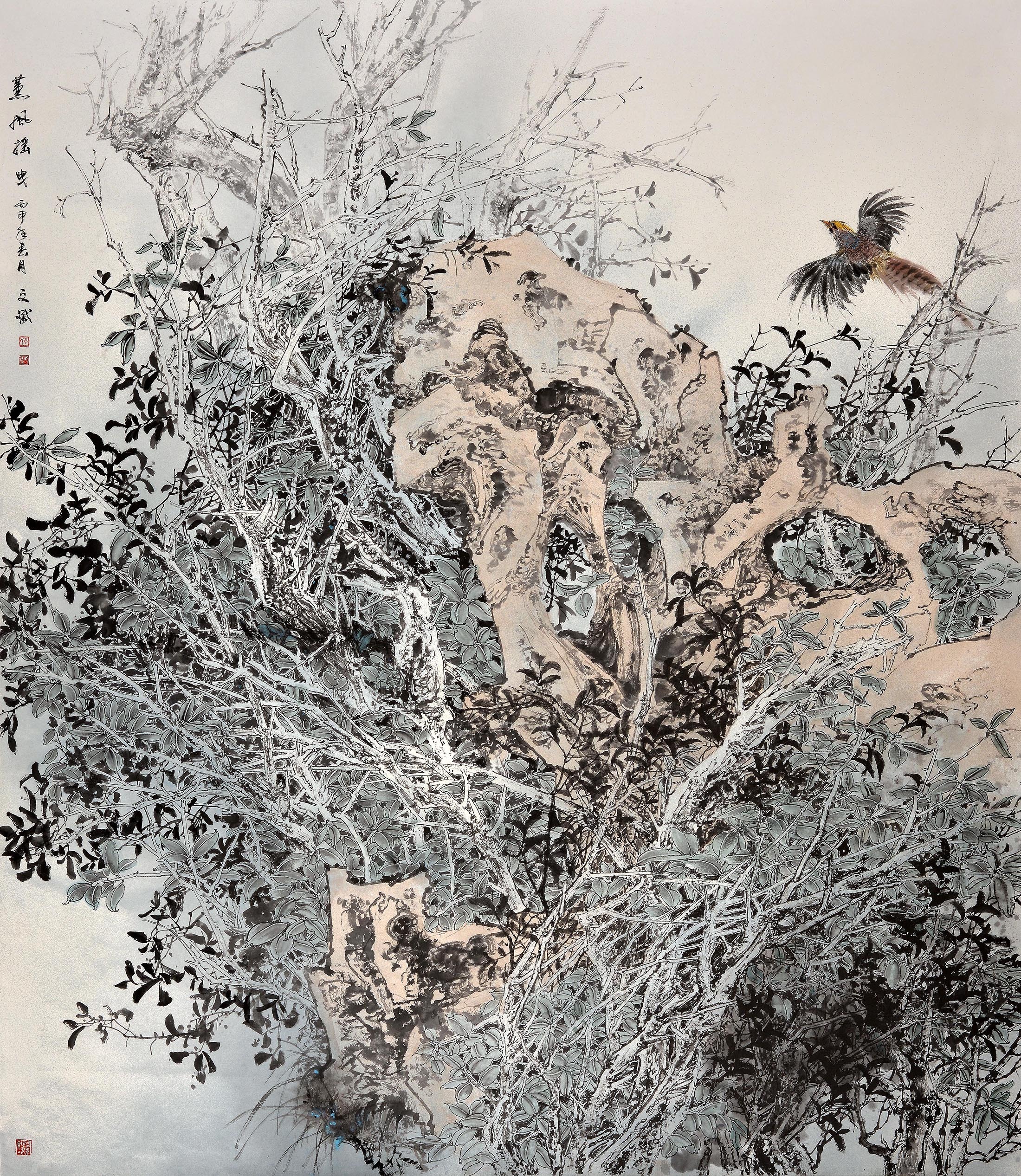 中国画作品《薰风摇曳》入选2016"万年浦江"全国中国画花乌画作品展