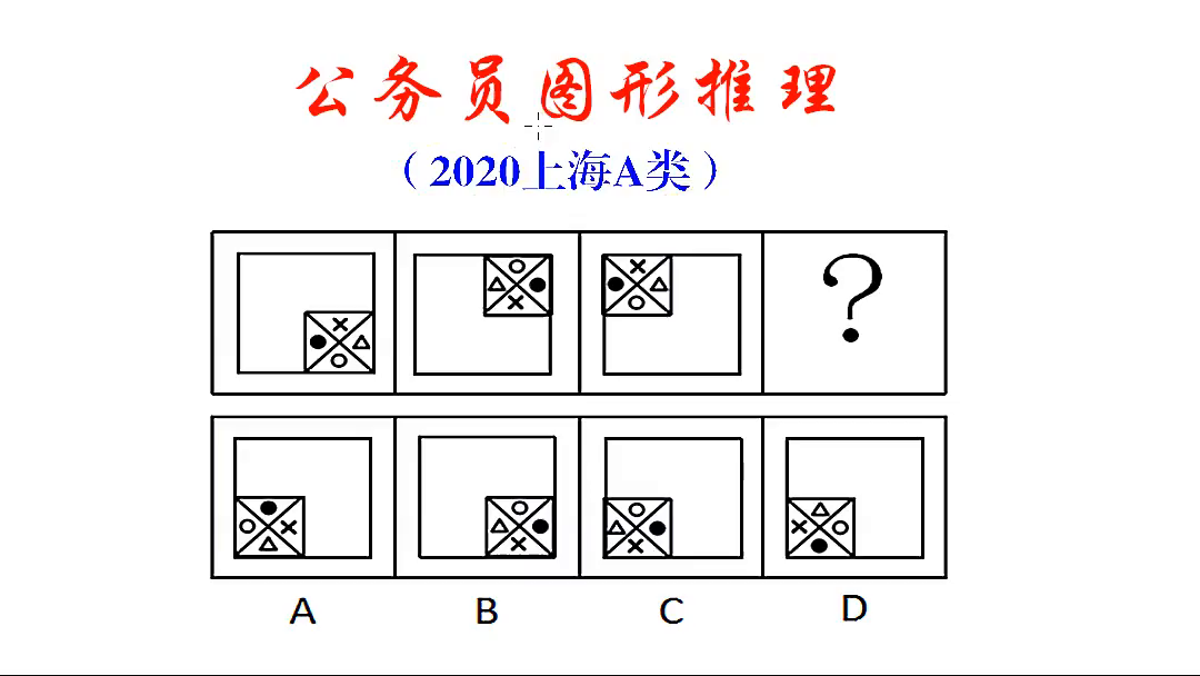 公务员图形推理，元素相同考位移，这题很简单哦