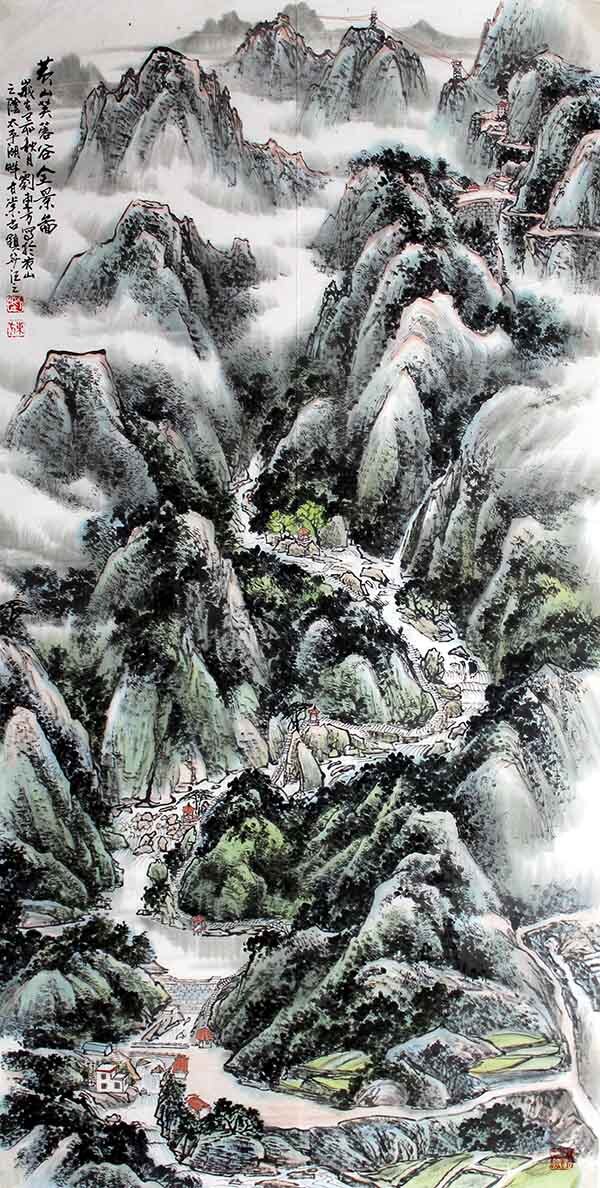 "艺海拾贝"山水画家刘东方作品系列网展:1998-2000