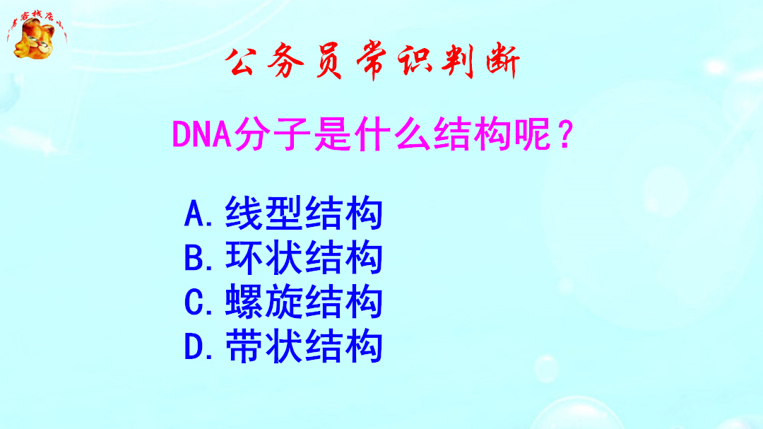 公务员常识判断，DNA分子是什么结构呢？难不倒考生