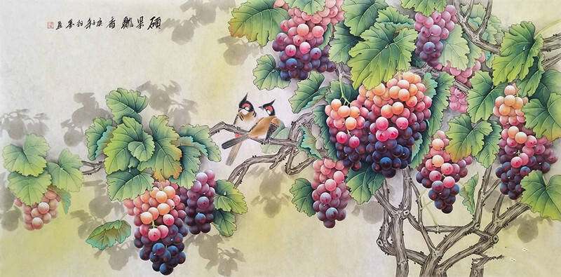 羽墨葡萄作品《硕果飘香》