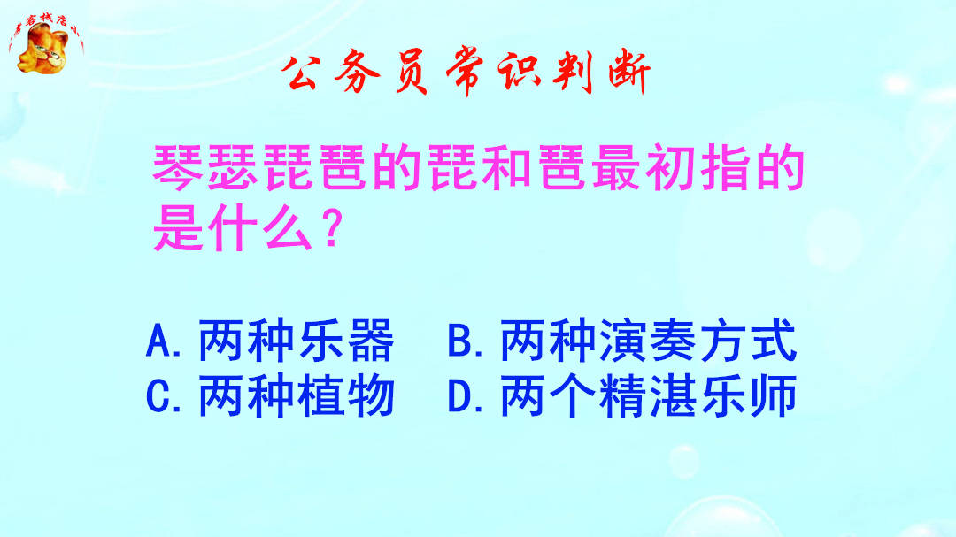公务员常识判断，琴瑟琵琶的琵和琶最初指的是什么？难倒了学霸