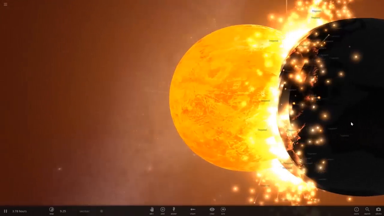 看看当一颗冰行星撞击一颗火行星时会发生什么!