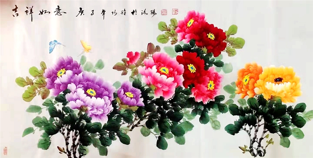 著名画家张巧玲探索创新牡丹画等作品端庄大方娇艳多姿雍容华贵