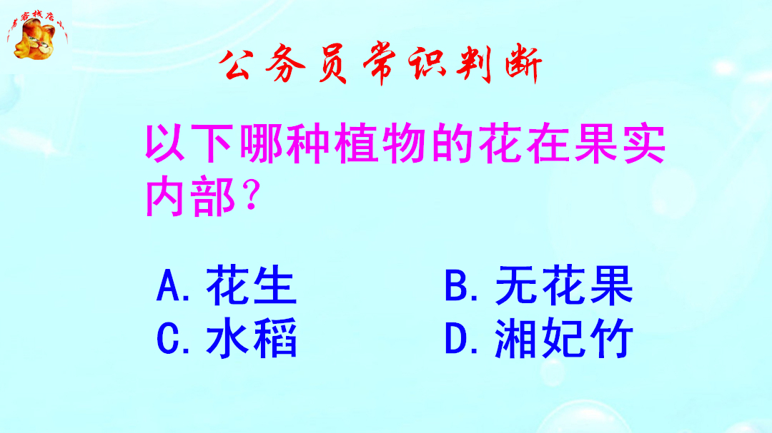 公务员常识判断，以下哪种植物的花在果实内部？难倒了学霸