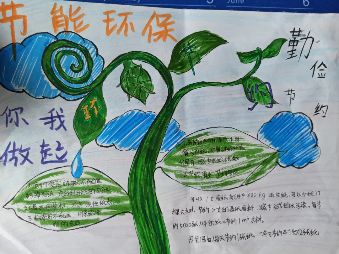 在打印机旁,一张张"节约用纸"的手抄报让我们养成了双面打印的好习惯