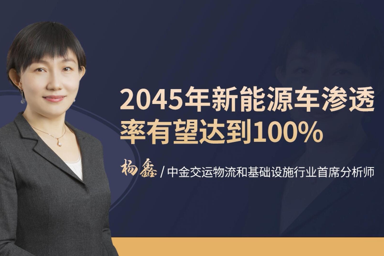 中金首席分析师杨鑫:2045年新能源车渗透率有望达到100%