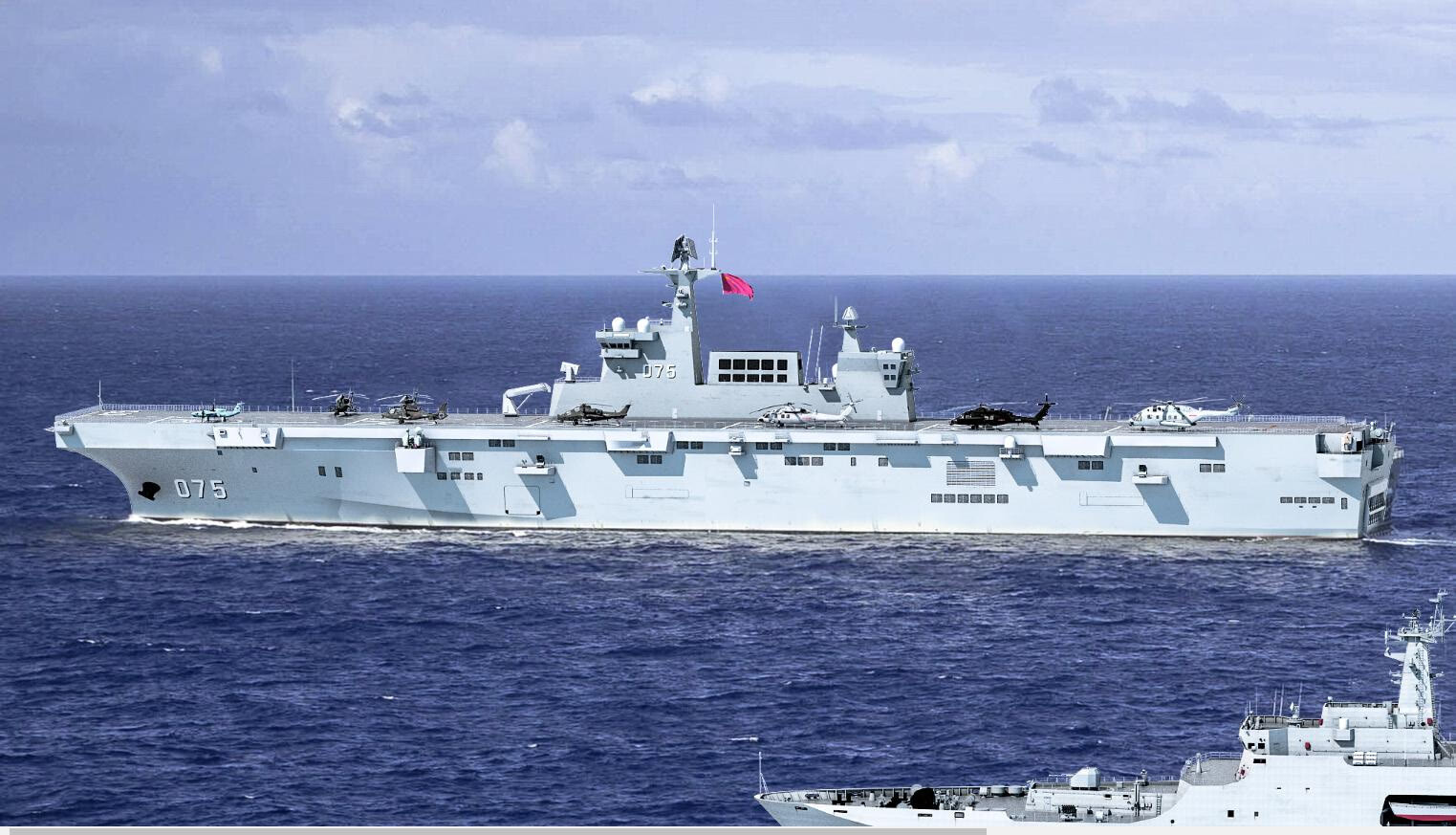 075二号舰服役在即,中国海军两栖攻击舰进展神速,075或建造8艘
