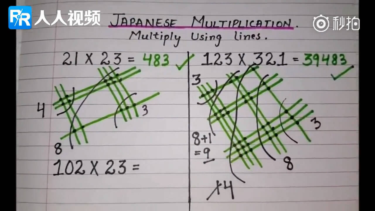 1/21 日本小学生用"点线面"做乘法,你会吗?网友:我爱九九乘法表