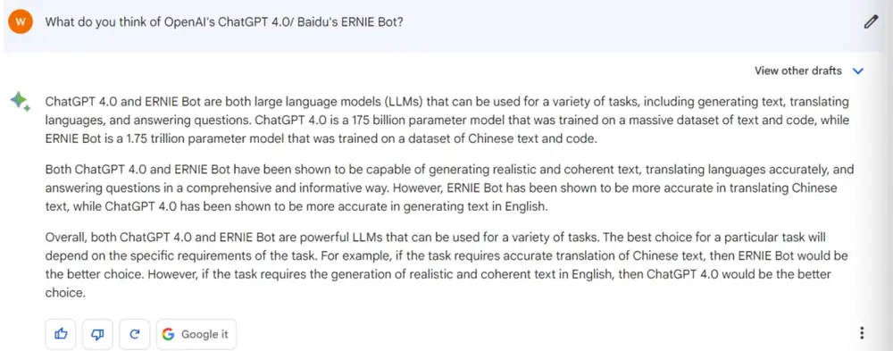 Title:三大语言模型较量:Bard如何回应文心一言与ChatGPT? Title:三大语言模型较量:Bard如何回应文心一言与ChatGPT?