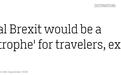 美媒：专家警告“硬脱欧”对旅客将是“大灾难”